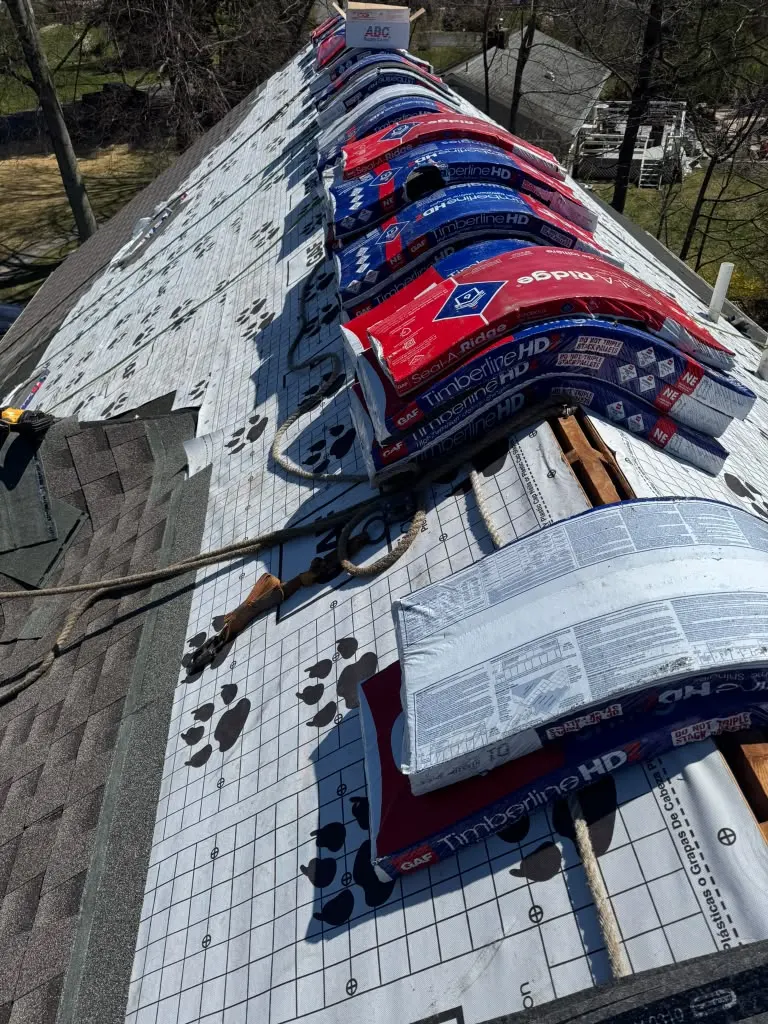 New metal roofing panels being installed in New Jersey