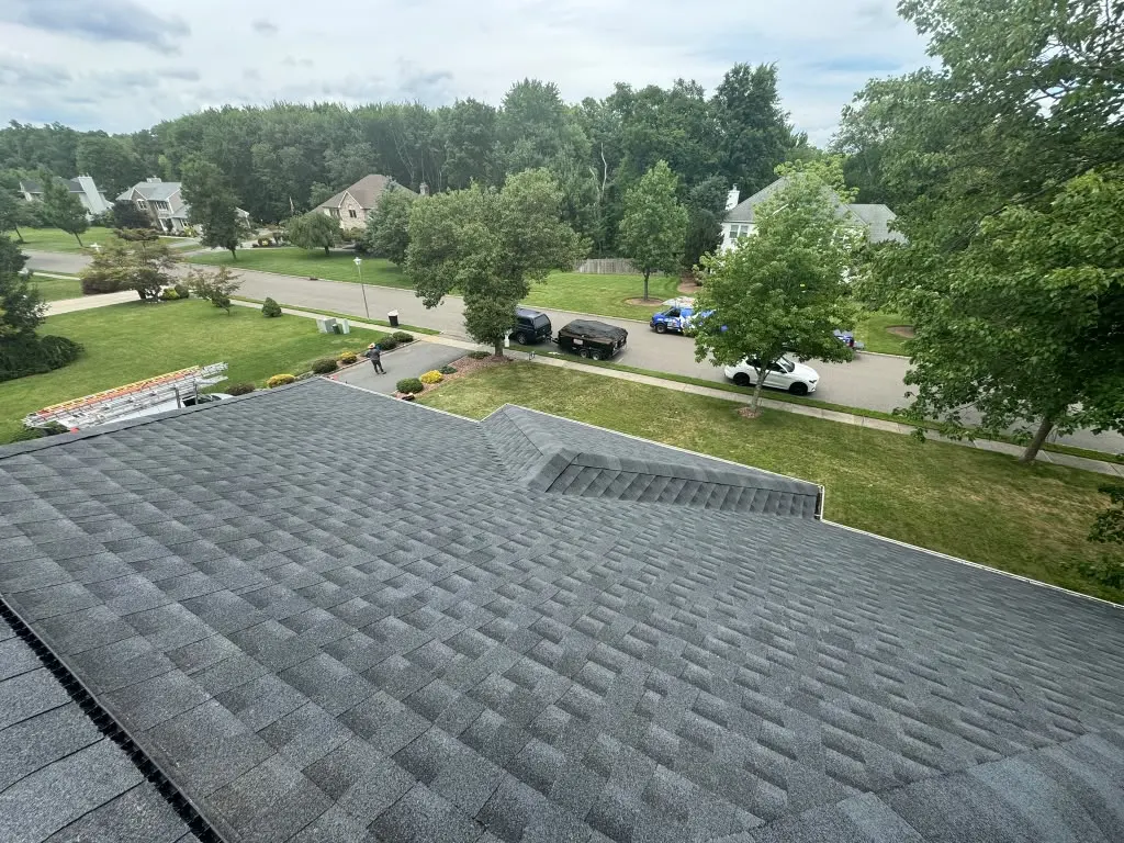 Worn shingles on a roof in New Jersey