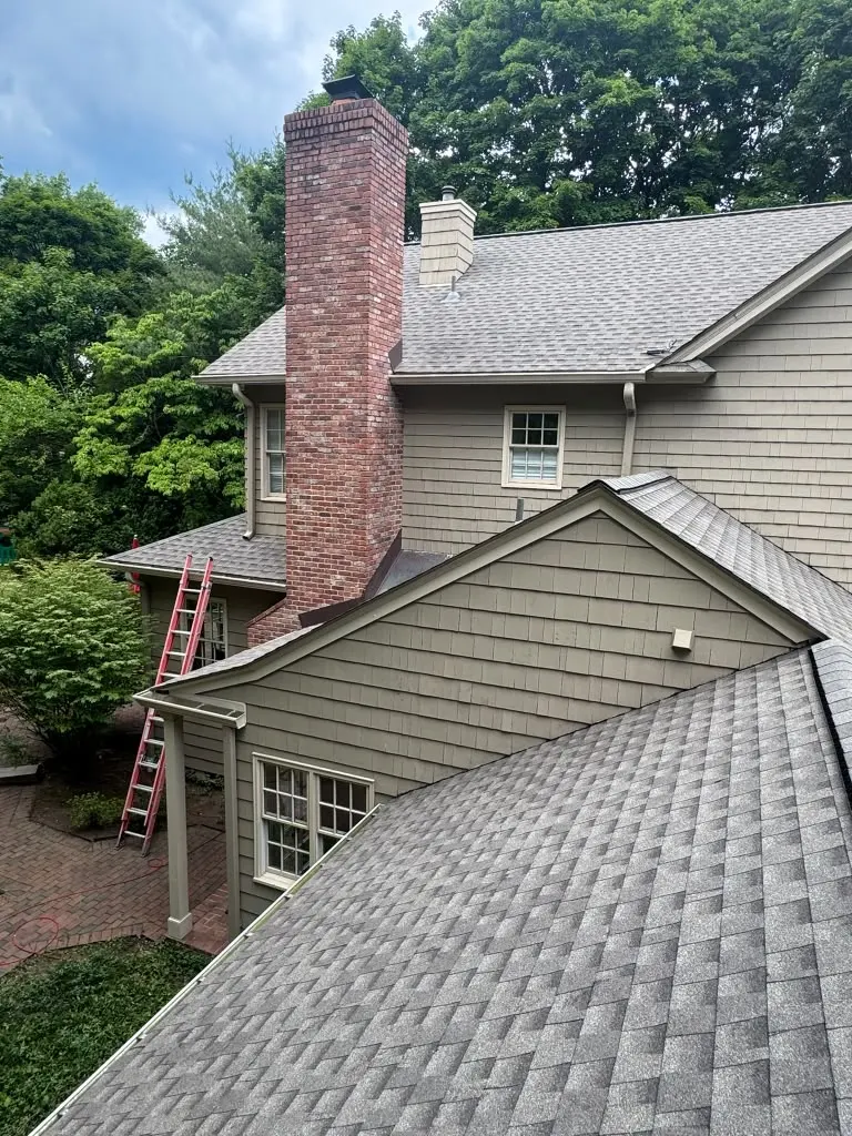 Weathered siding panels on a home in New Jersey