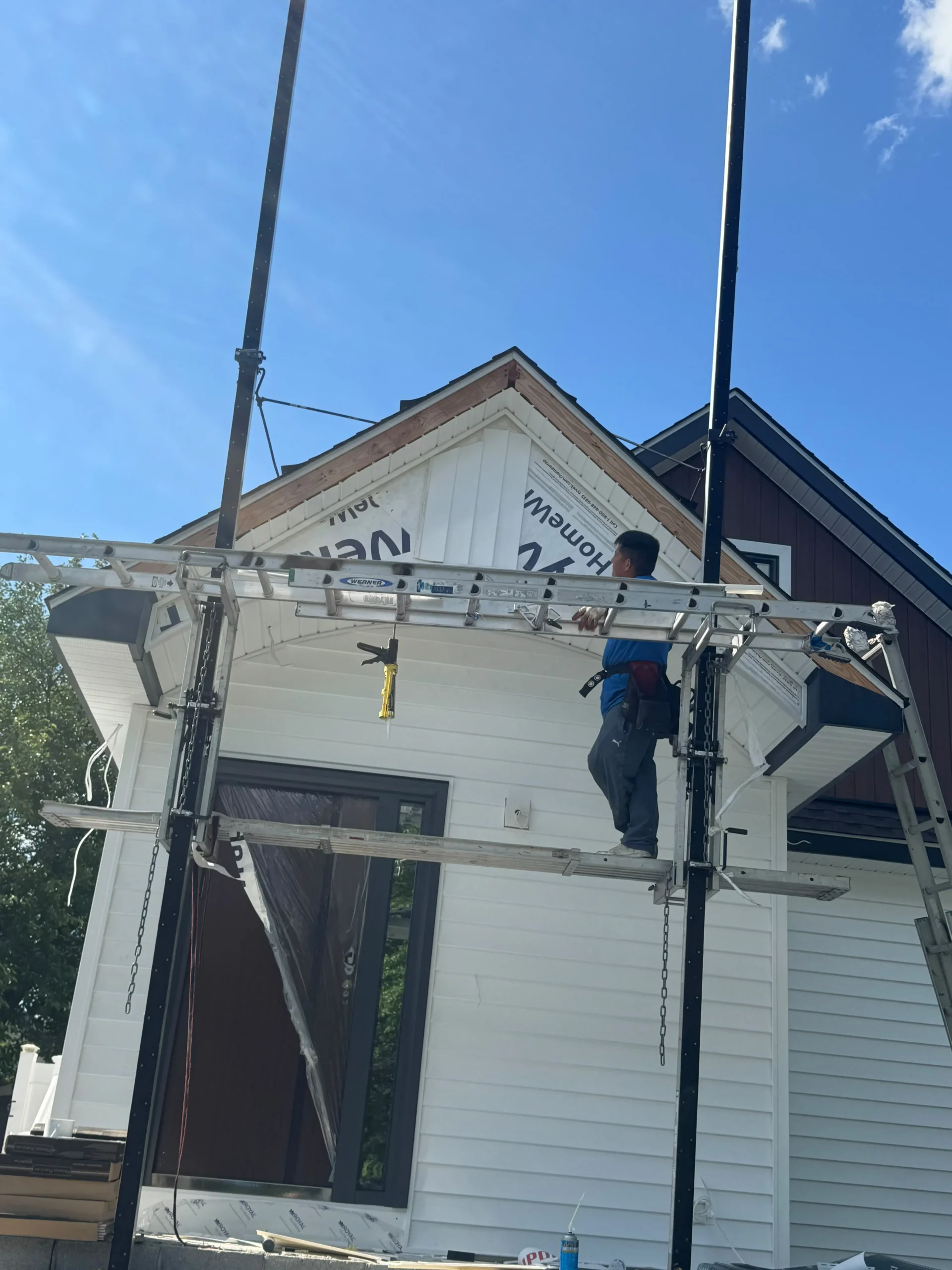 Old siding removed from a house wall in New Jersey